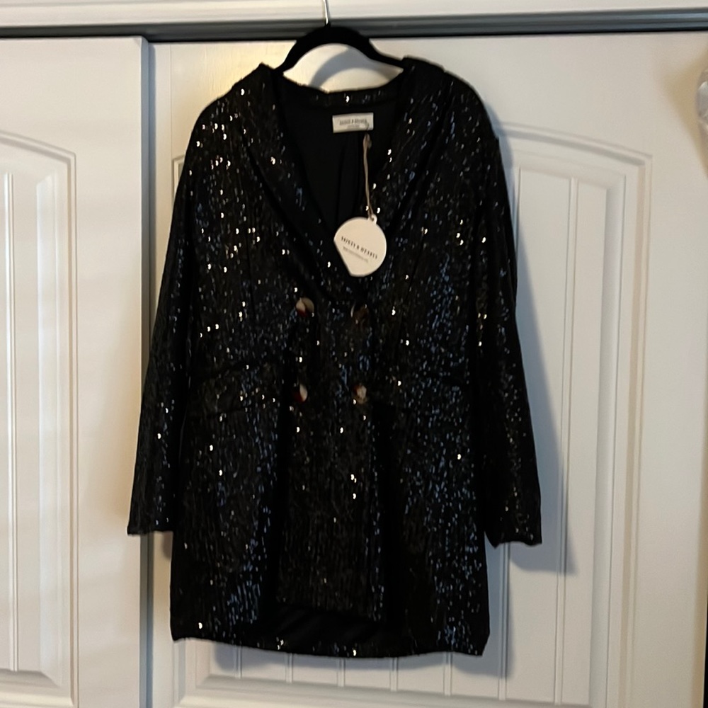 Black long sequin blazer size medium